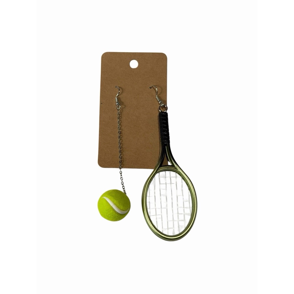 New Novelty Fashion Earrings large tennis ball and racket dangle light weight